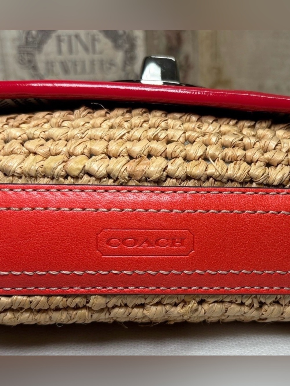 Coach Straw Raffia Woven Wristlet Clutch Wallet Bag #49103 EUC - Picture 8 of 11